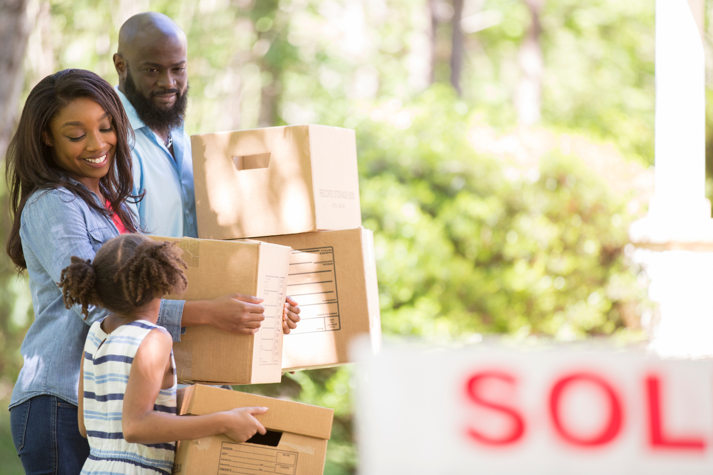 Family moving into new home.